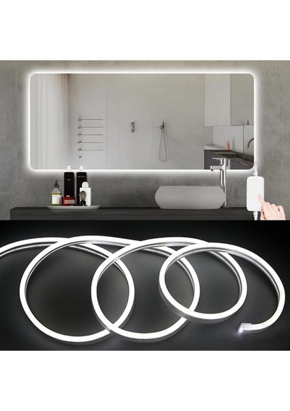 Neon Esnek Şerit LED 10 Metre Beyaz 220 Volt Fiş