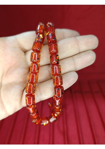 ÇUBUK KEHRİBAR TESBİH SİMLİ NECEF KAPSÜL KESİM KIRMIZI 10MMX8,5MM T-811 fiyatları