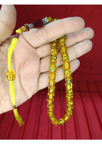 Çubuk Kehribar Tesbih Simli Necef Kapsül Kesim Sarı 10 mmX8,5 mm T-812 modelleri