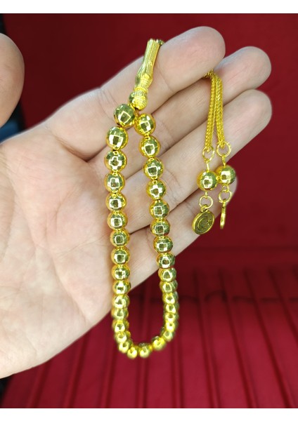 Altın Rengi Plastik Tesbih Küre Kesim 8 mm T-808