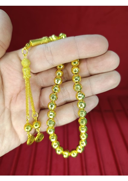 Altın Rengi Plastik Tesbih Küre Kesim 8 mm T-808 modelleri