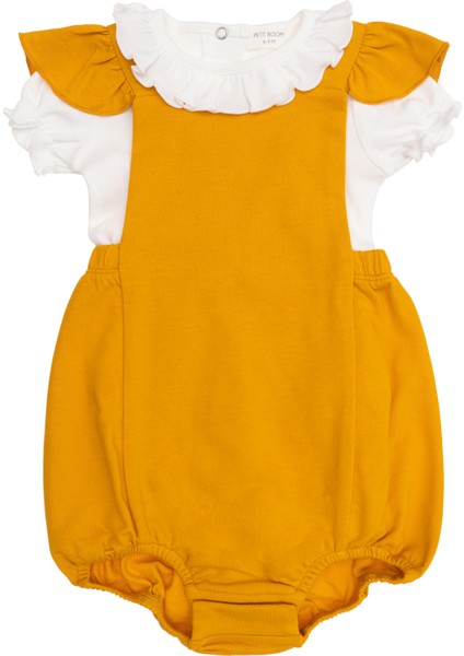 Petitboom Baby Kız Bebek, Pamuklu, Fırfırlı Tulum, Hardal Sarısı
