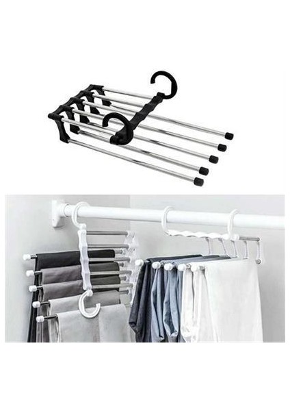Buffer® Hareketli Dolap Içi Pantolon Kravat Şal Askı Sistemi Düzenleyici Katmanlı Askılık Organizer