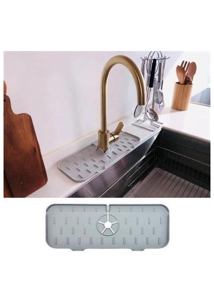 Buffer® Lavabo Için Silikon Esnek Mat Musluk Sapı Damlama Tutucu Raf Mutfak Tezgahı Sıçrama Koruma