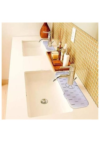 Buffer® Lavabo Için Silikon Esnek Mat Musluk Sapı Damlama Tutucu Raf Mutfak Tezgahı Sıçrama Koruma