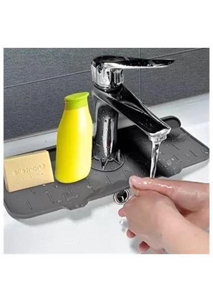 Buffer® Lavabo Için Silikon Esnek Mat Musluk Sapı Damlama Tutucu Raf Mutfak Tezgahı Sıçrama Koruma