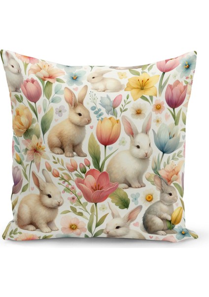 Ilkbahar Serisi Çift Tarafı Dijital Baskılı Kırlent Kılıfı (Spring Easter Paskalya Cushion Cover)