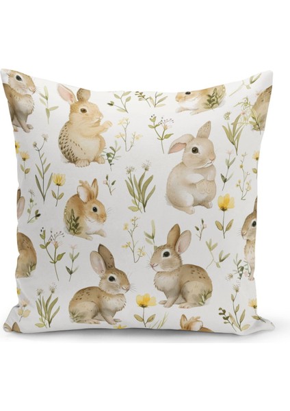 Ilkbahar Serisi Çift Tarafı Dijital Baskılı Kırlent Kılıfı (Spring Easter Paskalya Cushion Cover)