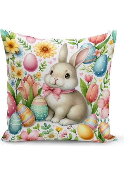 Ilkbahar Serisi Çift Tarafı Dijital Baskılı Kırlent Kılıfı (Spring Easter Paskalya Cushion Cover)