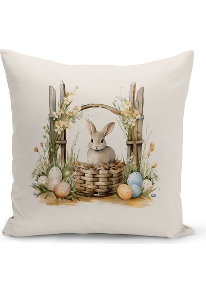 Ilkbahar Serisi Çift Tarafı Dijital Baskılı Kırlent Kılıfı (Spring Easter Paskalya Cushion Cover)