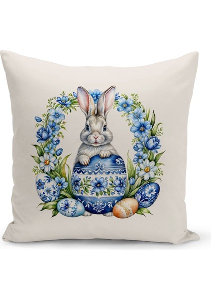 Ilkbahar Serisi Çift Tarafı Dijital Baskılı Kırlent Kılıfı (Spring Easter Paskalya Cushion Cover)