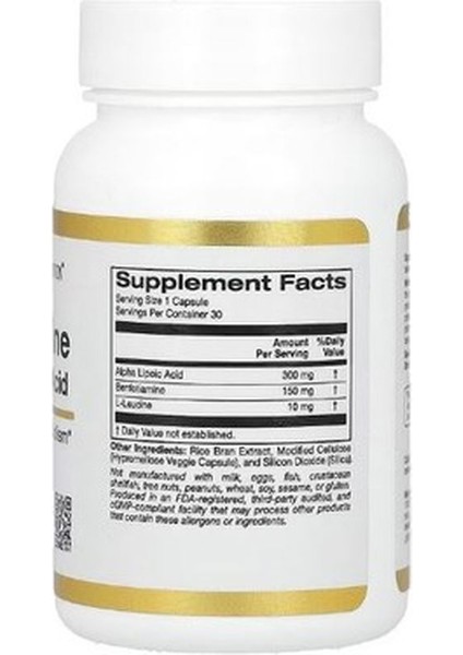 Nutrition, Benfotiamine - Alpha Lipoic Acid, 30 Vegetarian Capsules fiyatları