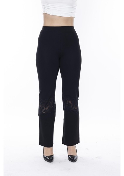 Siyah Dizi Dantelli Ispanyol Paça Tayt modelleri