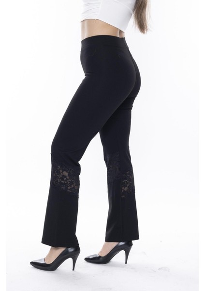 Siyah Dizi Dantelli Ispanyol Paça Tayt fırsatları