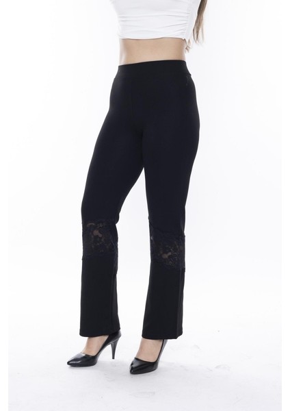 Siyah Dizi Dantelli Ispanyol Paça Tayt indirimleri