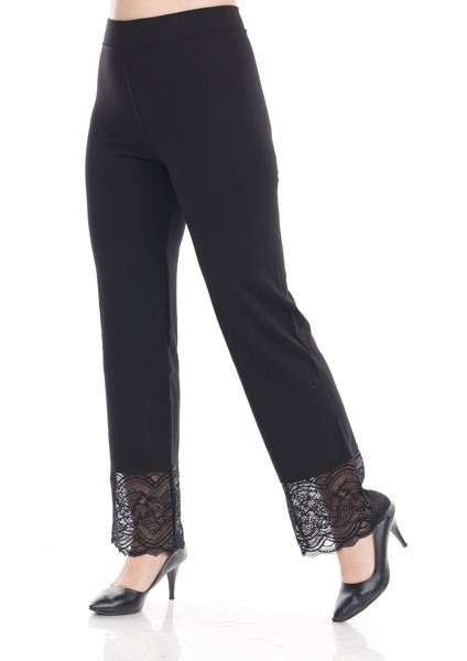 Siyah Paça Dantel Detaylı Tayt modelleri