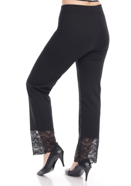 Siyah Paça Dantel Detaylı Tayt indirimleri