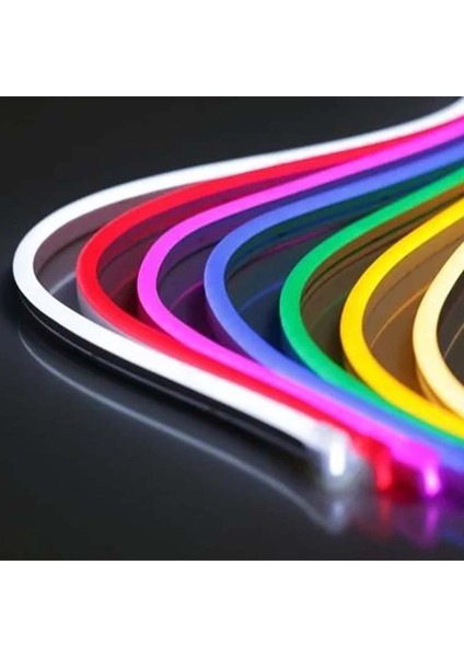 Neon Esnek Şerit LED 5 Metre Beyaz 12 Volt (Trafosuz)
