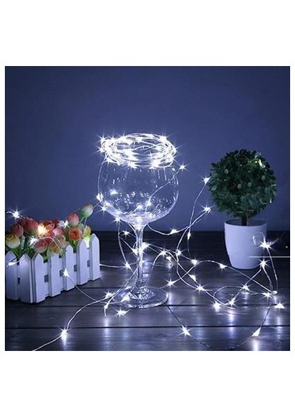 Buffer® Pilli 5 Metre Dekoratif Peri LED Beyaz Aydınlatma Süsleme Lambası