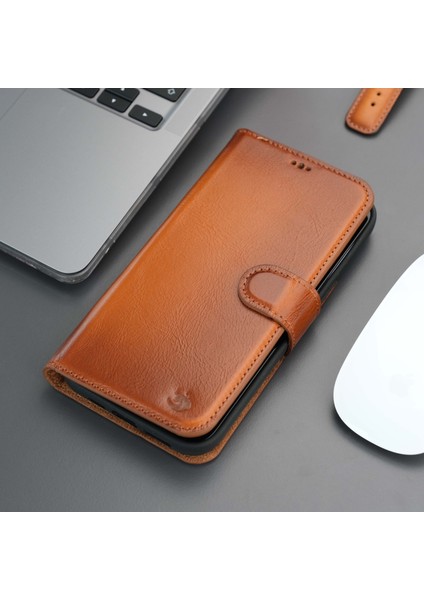 Casper Apple iPhone 15 Pro Max Deri Kılıf Magsafe Mıknatıslı Ayrılabilir Cüzdan-Rustik Taba