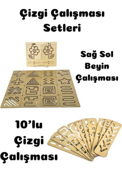 Luxuryçizgi Çalışma Setleri,ahşap Oyuncak Seti,eğitici Oyuncak,sağ Sol Beyin Çalışmaları1 Adet