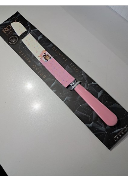 Diamond Line Çelik Özel Tasarım Pembe Desenli Ekmek ve Pasta Bıçağı fiyatları