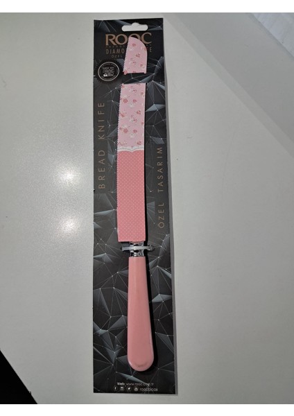 Diamond Line Çelik Özel Tasarım Pembe Ekmek ve Pasta Bıçağı