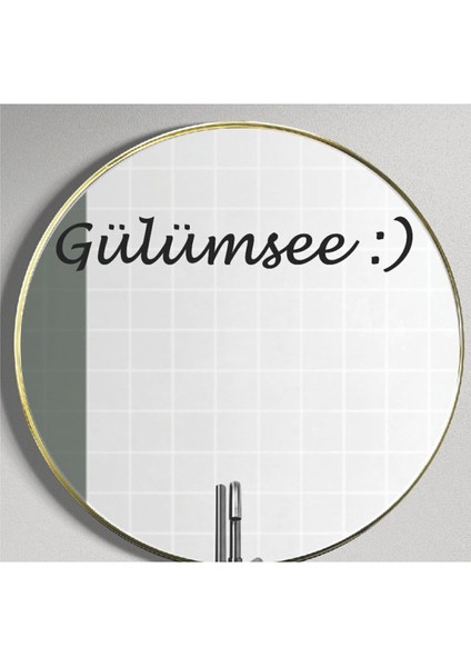 Şık siyah yuvarlak ayna dekoratif sticker, 40cm x 6cm, modern ve estetik tasarım
