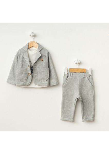 Ceket'li Sweatshirt 3'lü Bebek Takım