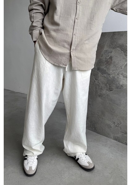 Beyaz Baggy Keten Pantolon fiyatları