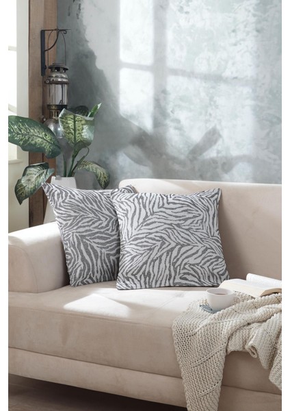 İki adet 45x45 cm siyah pamuklu kırlent kılıfı seti, fermuarlı, şık ve rahat kullanımlar için