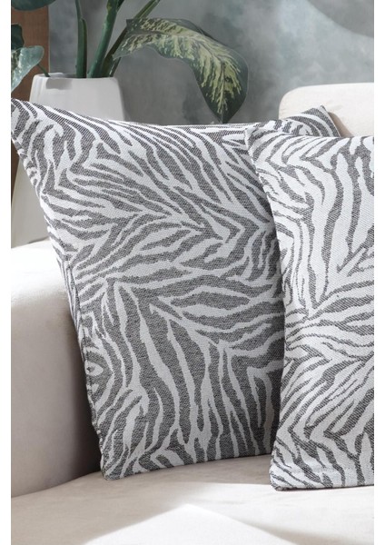 İki adet 45x45 cm siyah pamuklu kırlent kılıfı seti, fermuarlı, şık ve rahat kullanımlar için