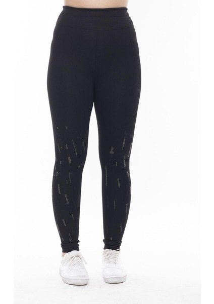 Siyah Paça Taş Işlemeli Toparlayıcı Tayt fırsatları