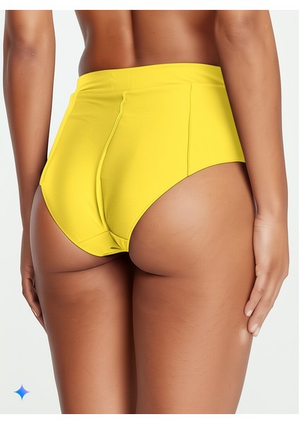 Sarı Dar Kalıp Süper Yüksek Bel Brezilya Model Bikini Altı