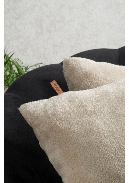İki Taraflı Pamuklu Pelüş Kırlent Kılıfı Seti 35x55 cm Bej Renk fiyatları
