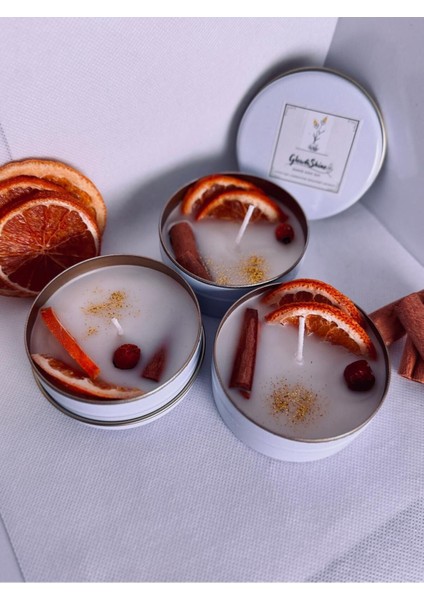 Beyaz Çelik Kutuda Portakal ve Tarçın Kokulu Mum Aroması, Bahar Ferahlığı fiyatları