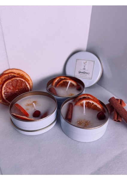Beyaz Çelik Kutuda Portakal ve Tarçın Kokulu Mum Aroması, Bahar Ferahlığı modelleri
