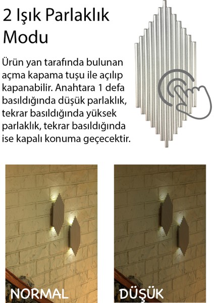 Pilli Modern Dekoratif Duvar Aydınlatması Aplik Gece Lambası 2'li Set