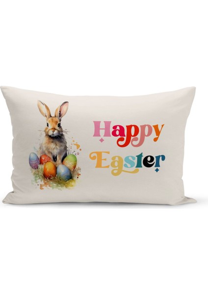 Ilkbahar Serisi Çift Tarafı Dijital Baskılı Kırlent Kılıfı (Spring Easter Paskalya Cushion Cover)