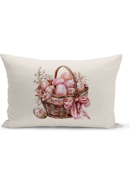Ilkbahar Serisi Çift Tarafı Dijital Baskılı Kırlent Kılıfı (Spring Easter Paskalya Cushion Cover)