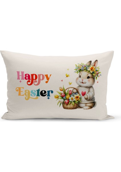 Ilkbahar Serisi Çift Tarafı Dijital Baskılı Kırlent Kılıfı (Spring Easter Paskalya Cushion Cover)