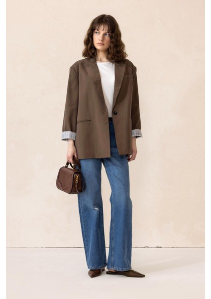 Çizgili Astarlı Modal Spor Ceket Kahve 8258 fiyatları