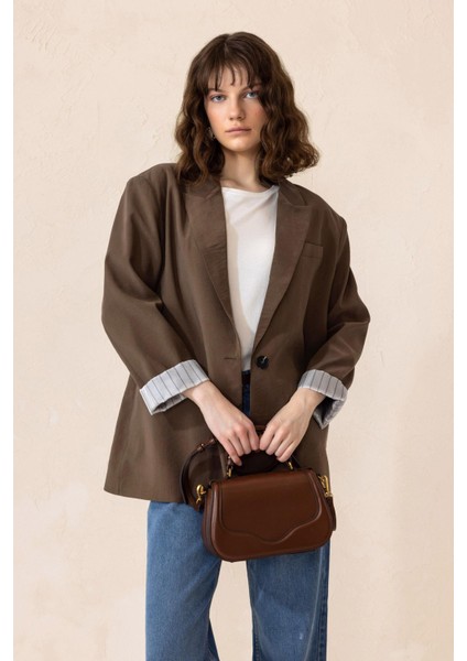 Çizgili Astarlı Modal Spor Ceket Kahve 8258 modelleri