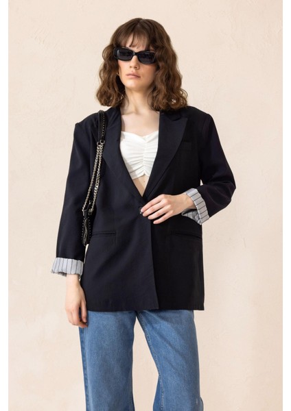 Çizgili Astarlı Modal Spor Ceket Siyah 8258 fiyatları