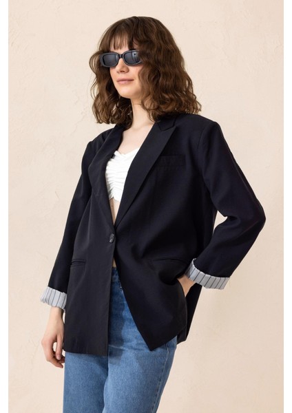 Çizgili Astarlı Modal Spor Ceket Siyah 8258 fırsatları