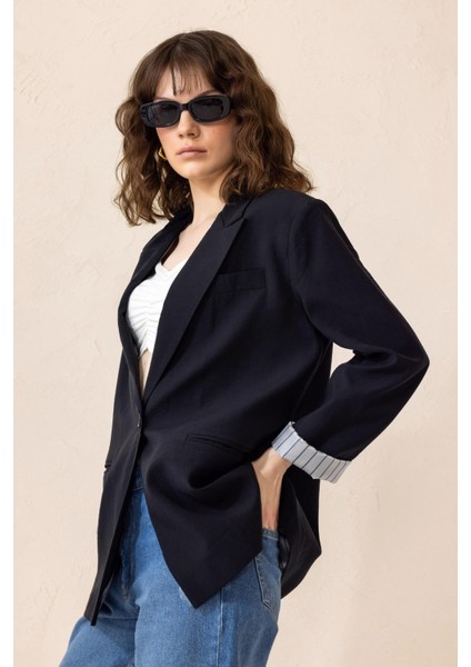 Çizgili Astarlı Modal Spor Ceket Siyah 8258 indirimleri