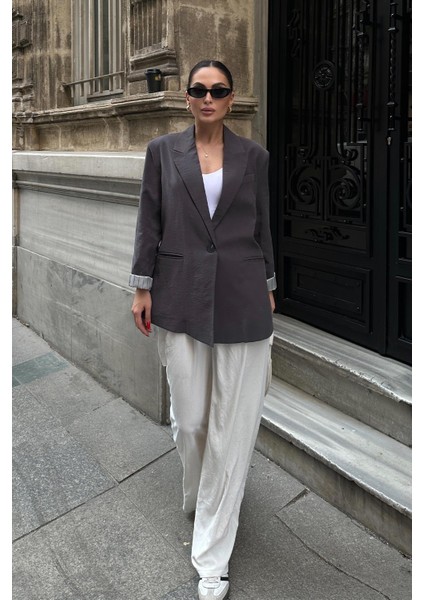 Çizgili Astarlı Modal Spor Ceket Antrasit 8258 indirimleri