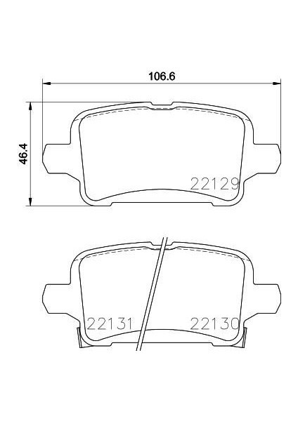 Arka Fren Balatası Opel Astra K 1.0-1.4-1.4t-1.6t-1.6 Cdtı 16 22 106.5X46.3X16.6