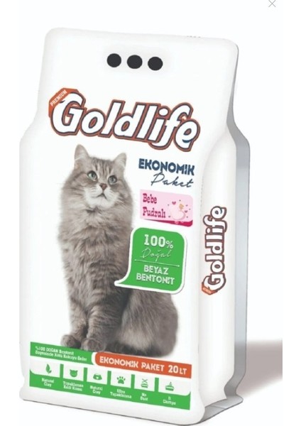 Ekonomik Paket Bebe Pudra Kokulu Kedi Kumu 20 Lt Ince Taneli