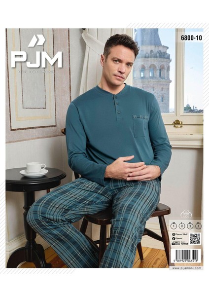 Erkek Düğme Yaka Uzun Kol Mevsimlik Pijama Takımı 6800/10 - 1 Adet